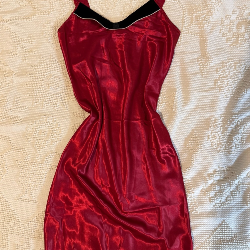 Elegant Red Satin Slip Dress